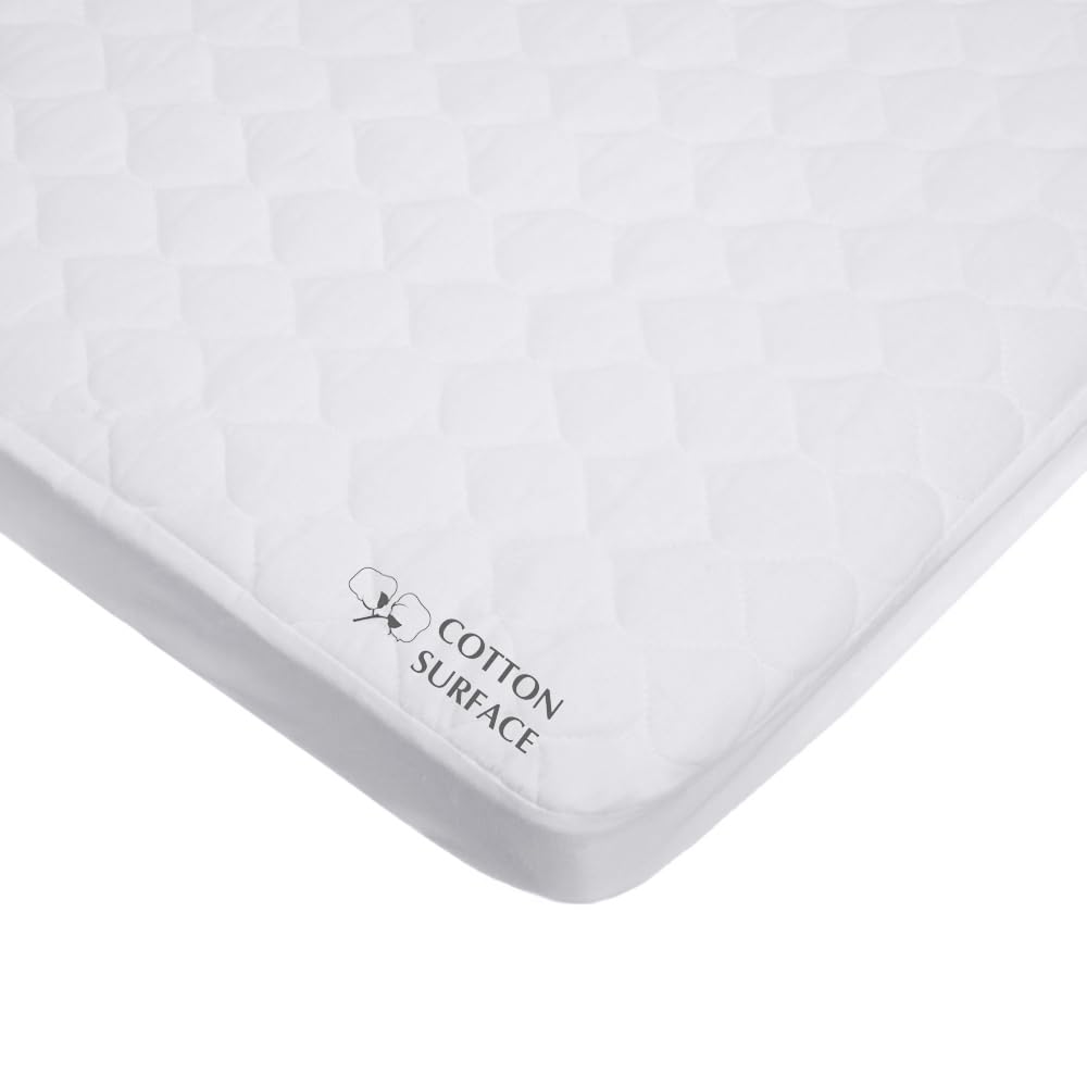 American Baby Company Waterproof Cradle/Bassinet Mattress Protector, Quilted Cotton Fitted Cradle/Bassinet Mattress Pad Cover, White, 33 x 15