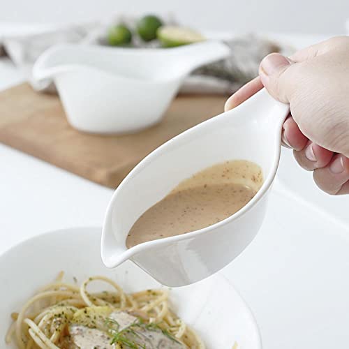 2pcs Bird-Shaped Pure White Porcelain Easy Pour Gravy Sauce Boat Creamer Pitcher. 5 Oz