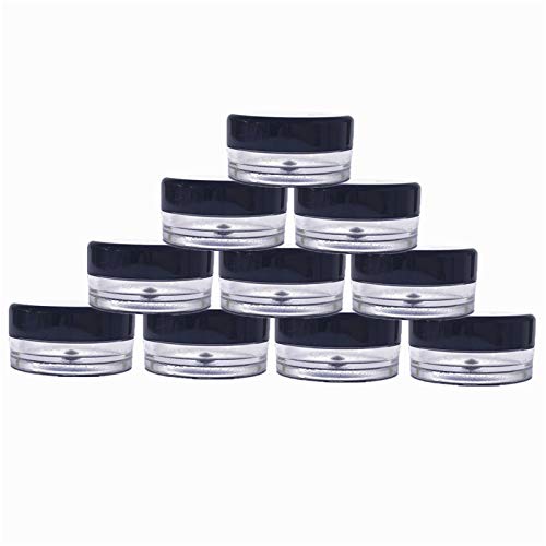 (50 Pieces, Clear) 3gram/3ml Round Clear Container Jars with Clear Screw Cap Lids for Lip Balms, Makeup Samples Makeup Eye Shadow Nails Powder Jewelry - BPA Free