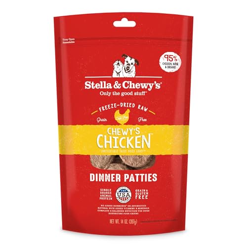 Stella &amp; Chewy&#39;s Freeze Dried Raw Dinner Patties – Grain Free Dog Food, Protein Rich Chewy’s Chicken Recipe – 14 oz Bag