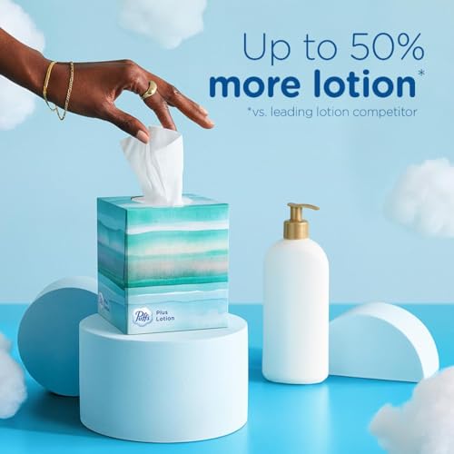 Puffs Plus Lotion Facial Tissue, 1 Family Box, 124 Tiss