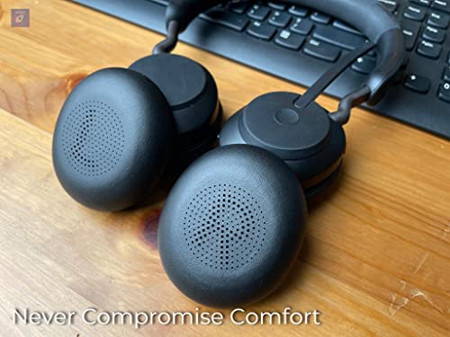 Ear Cushions Pads for Jabra Evolve2 65, Elite 45h, Evolve2 40, Bluetooth and Corded USB Headsets, Global Teck 2pk Replacement Spare Leatherette Ear Cushion (2-Pack Ear Cushions)