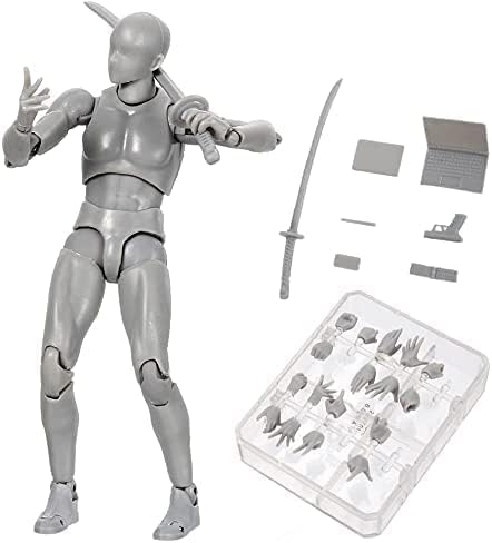 Action Figure Drawing Models, Human Mannequin Body Kun Doll Body-Chan Male/Female Action Figure DX Set, Suitable for Sketching, Painting, Drawing Mannequin Figure Models for Artist Grey Male