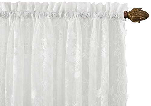 Alison Floral Lace Sheer Rod Pocket Curtain Panel, 58 x 84, White