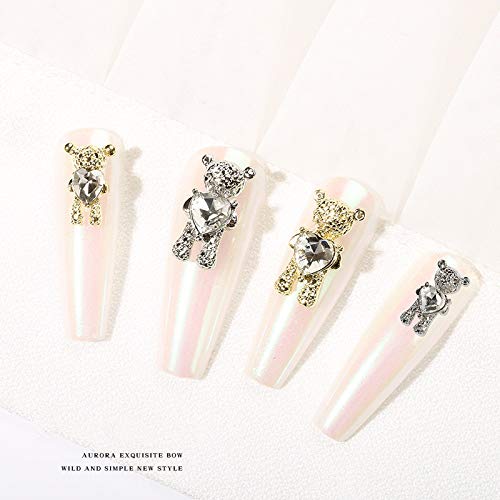 10 Pcs Shiny Zircon Alloy Bear 3D Nail Art Decorations With Heart Crystal Luxury Jewelry Manicure Design Accessories