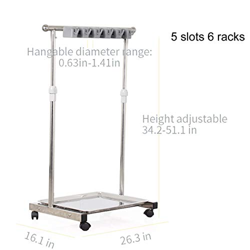 movable mop broom holder put wet mops floor standing cleaning tool rack stainless for schools, hospitals, factories, hotels, restaurant, etc.