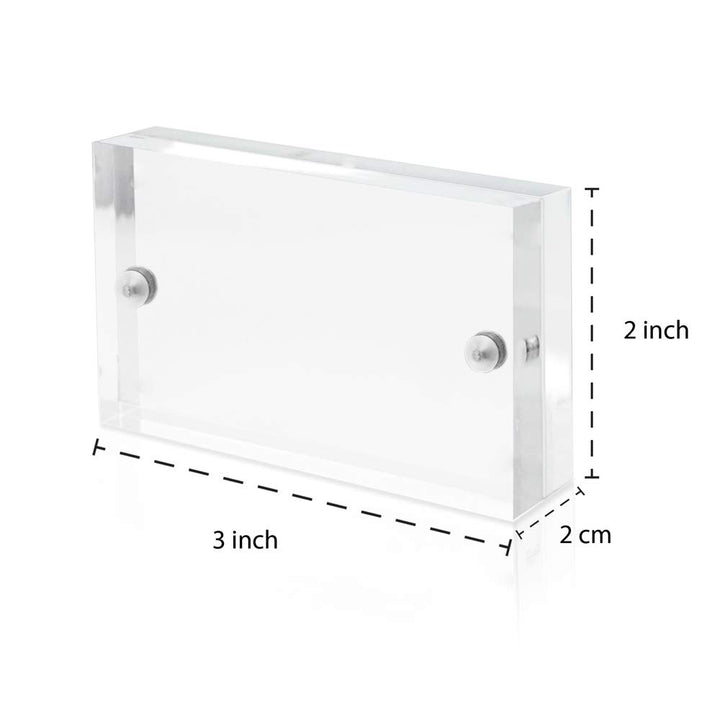 2” x 3” Super Thick [23MM Thickness] Clear Acrylic Magnetic Block Picture Frame, Double-Sided, Frameless, Freestanding, Floating Photos, for Desktop &amp; Tabletop Display (2x3)