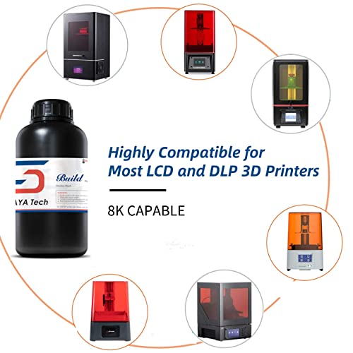 Build 3D Printer Resin - High Precision Engineering Resin, Non-Brittle, Tappable, Low Warp &amp; Shrink, for Detailed Models &amp; Functional Parts and 8K LCD 3D Printers (Smoky Black, 1kg)