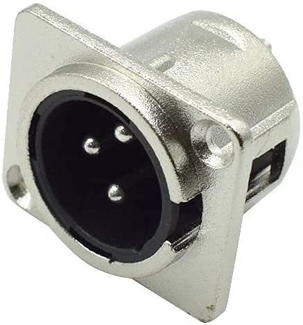 XLR Male Jack 3 Pin - Panel Mount Jacks D Series Size XLR-M Connector 6-Pack