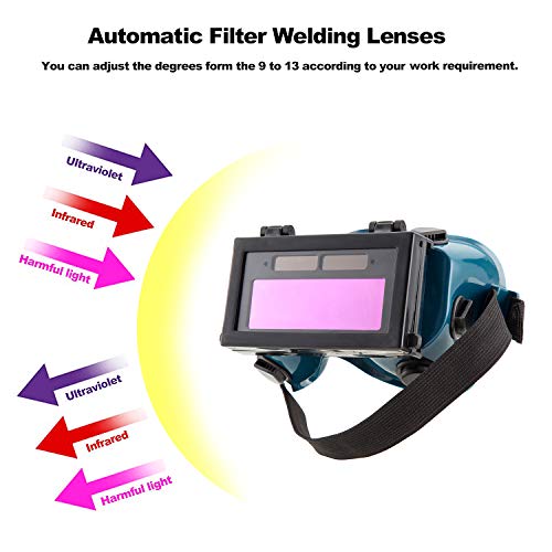 Auto Darkening Welding Goggles with Clear Inner Lenses Welding Helmet Solar Welder Eyes Glasses Flip Up Lens Eye Protection (Dark Green)