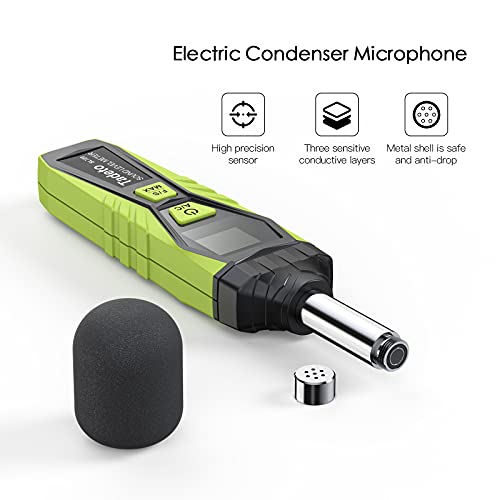 Decibel Meter, Digital Sound Level Meter Portable SPL Meter 30dB to 130dB MAX Data Hold with LCD Display Backlight A/C Weighted for Home Factories