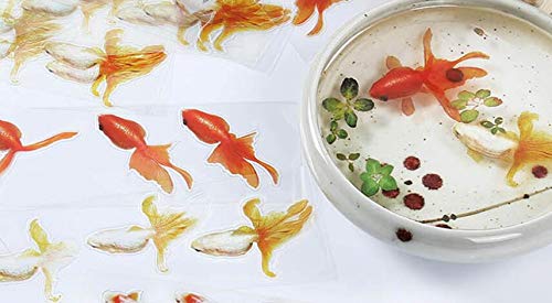 10 Sheets 3D Resin Koi Fish Painting Sticker Goldfish Stickers with 3D Effect Koi Pond Clear Film Filling Material for Resin Art (9 Kinds)