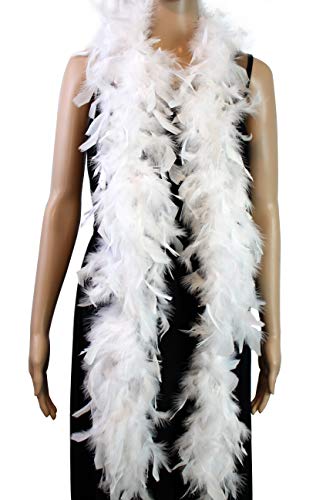 40 Gram 72 Long, Turkey Chandelle Feather Boa, Dancing Wedding Crafting Party Dress Up, Halloween Costume Decoration(white)