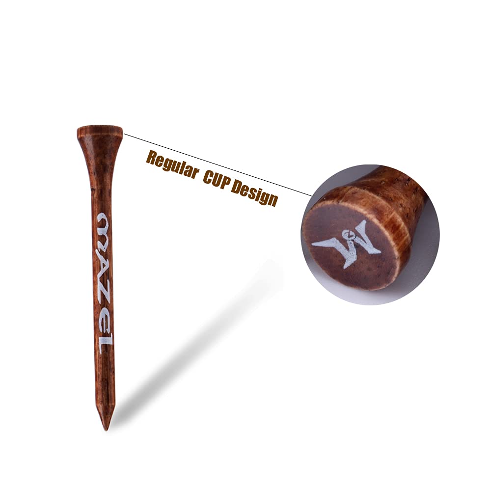 Natural Wood/Bamboo Golf Tees 2 3/4 Inch &amp; 3 1/4 Inch,Pack 50 or 120,Reduce Friction &amp; Side Spin,More Stable Golf Tees (50 Pack(25 * 2-3/4+25 * 3-1/4),Black &amp;Brown)