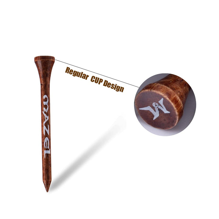 Natural Wood/Bamboo Golf Tees 2 3/4 Inch &amp; 3 1/4 Inch,Pack 50 or 120,Reduce Friction &amp; Side Spin,More Stable Golf Tees (50 Pack(25 * 2-3/4+25 * 3-1/4),Black &amp;Brown)