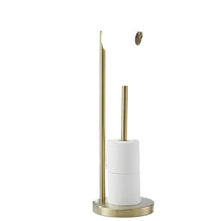 Free Standing Toilet Paper Roll Holder Stand with Reserve, Gold Brushed