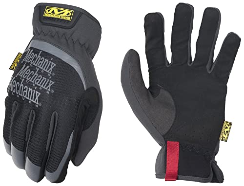 : FastFit Work Glove with Elastic Cuff for Secure Fit, Performance Gloves for Multi-Purpose Use, Touchscreen Capable Safety Gloves for Men (Black, Medium)