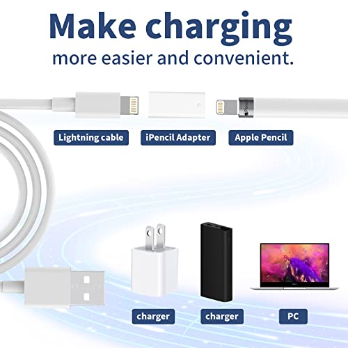 [Apple MFi Certified] Apple Pencil Charger Adapter, Lightning Cable Charging Adapter Connector, Compatible with Apple Pencil 1st Accessories Female to Female Charger Connector (White)