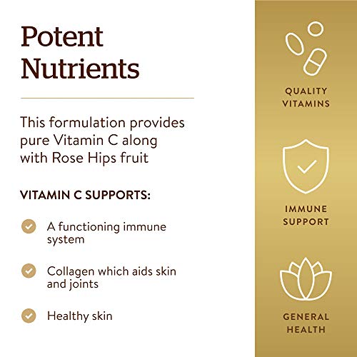 Solgar Vitamin C 500 mg with Rose Hips, 250 Tablets - Antioxidant &amp; Immune Support - Overall Health - Supports Healthy Skin &amp; Joints - Non GMO, Vegan, Gluten Free, Dairy Free, Kosher - 250 Servings