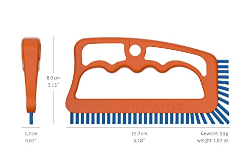 Scrub Brush for Tile and Grout: Stiff Nylon Bristle Scrubbing Brush - Bathtub and Shower Scrubber for Floor Joints and Tile Seams - Cleaning Brush (Orange/Blue)
