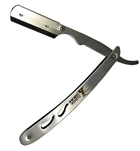CS-102 Stainless Steel Professional Barber Straight Edge Razor with 200 Derby Single Edge Razor Blades