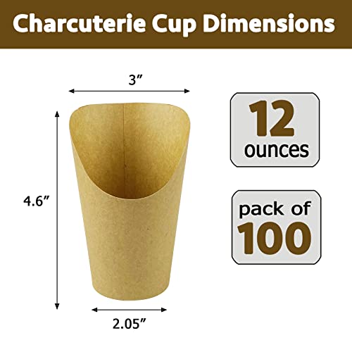 100 Pcs French Fries Holder, 12oz Disposable Paper French Fry Cups Charcuterie Cups for all Occasions (12oz)