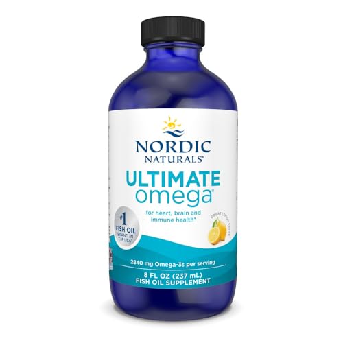 Ultimate Omega Liquid, Lemon Flavor - 8 oz - 2840 mg Omega-3 - High-Potency Omega-3 Fish Oil Supplement with EPA & DHA - Promotes Brain & Heart Health - Non-GMO - 48 Servings