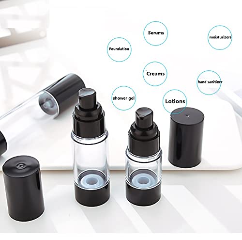3Pcs/lot 15ml 30ml 50ml Empty Black Airless Lotion Cream Pump Plastic Container Cosmetic Bottle Dispenser Travel Containers Doubtless Bay