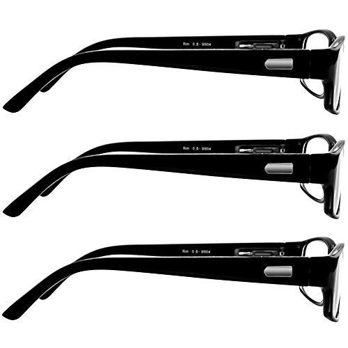 Reading Glasses _ 3 Pack Black Always Have a Professional Look, Crystal Clear Vision and Sure-Flex Comfort Spring Arms &amp; Dura-Tight Screws _ 100% Guarantee +1.50