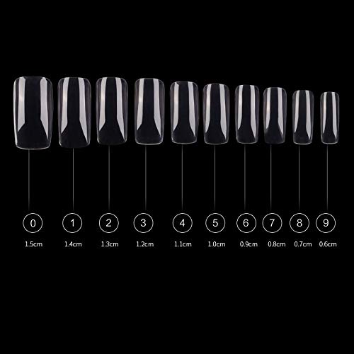 Beauty Full Patch: False Nails, Siusio 500 Pcs Clear False Acrylic Medium Square Transparent Nail Tips with 10 Sizes(Full Cover)