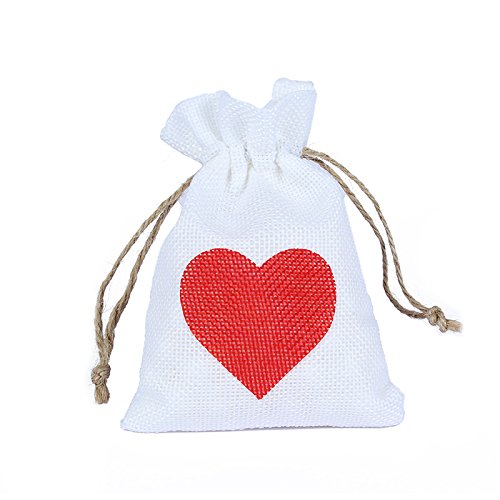 Syruix 24pcs/Pack 10x14cm Natural Burlap Jute Bag Red H