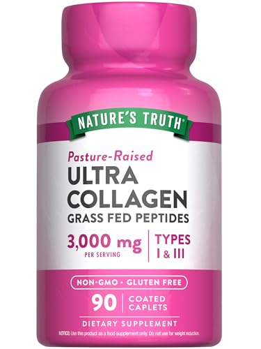 Nature's Truth Collagen Peptides | 90 Caplets | Type 1 and 3 with Vitamin C | Grass Fed, Non-GMO & Gluten Free Supplement