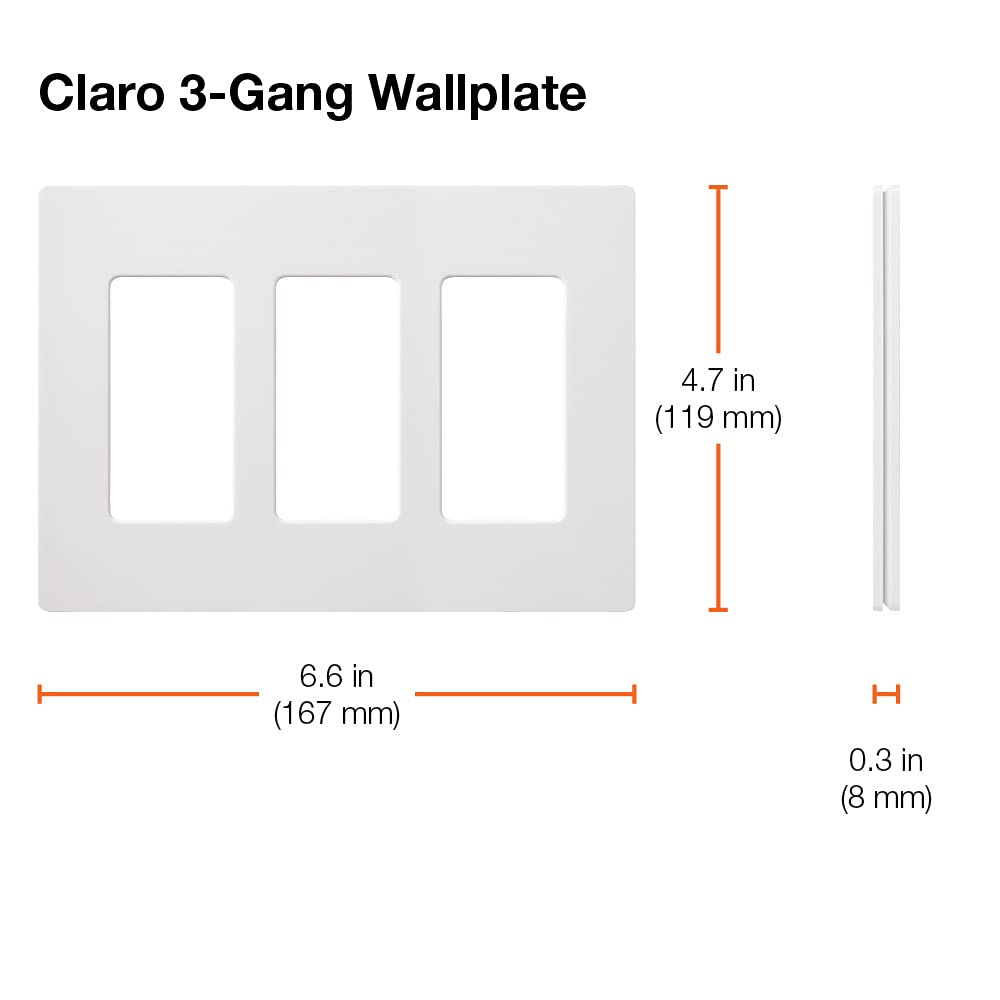 CW-3-SS 3-Gang ClaroWall Plate, Stainless Steel