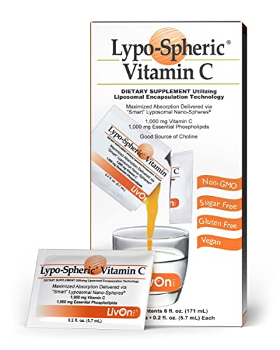 Lypo–Spheric Liposomal Vitamin C 1000mg - No Sugar, Immune Support, Plant Based - Easy to Swallow, Absorbable, Individual Packets - Non–GMO, Gluten Free(0.2floz30 Packets)