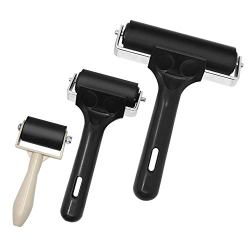 3Pcs Rubber Roller Brayer Rollers Glue Roller for Ink Paint Block Stamping, Printmaking Wallpaper and Arts & Crafts (1.37, 2.36 and 3.93 Inch)