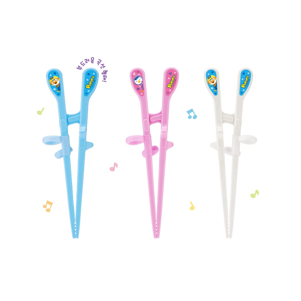 Pororo Training Chopsticks for Left Handed Children 2nd Step, Easy Chopsticks, Practice Brain, Beginner (1 Pcs) / Made in Korea