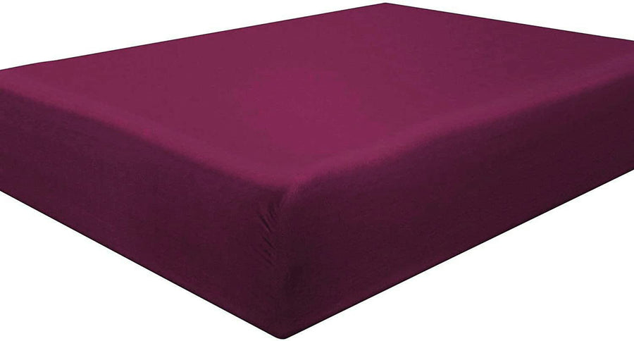 1 Piece Fitted Bed Sheets Set Microfiber 1800 Series Bottom Bedding Sheets - Deep Pockets (Burgundy, Queen)