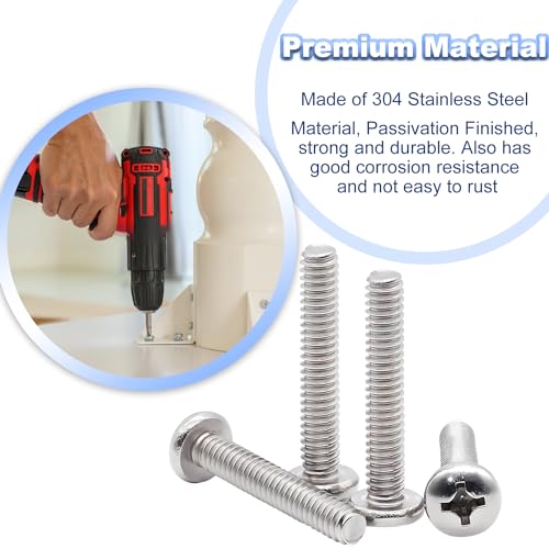 30Pcs Extra Long M4-0.7 X 80mm Knob Pull Machine Screws Metric Pan Head Phillips Drive Cross Head Screw 304 Stainless Steel Full Thread Bolts Cabinet Door Drawer Screws
