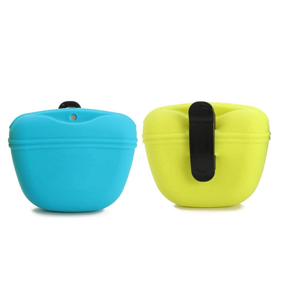 Silicone Dog Treat Pouch-Small Training Bag-Portable Dog Treat Bag for Leash with Magnetic Closure and Waist Clip - 2pieces [US Design Patent]