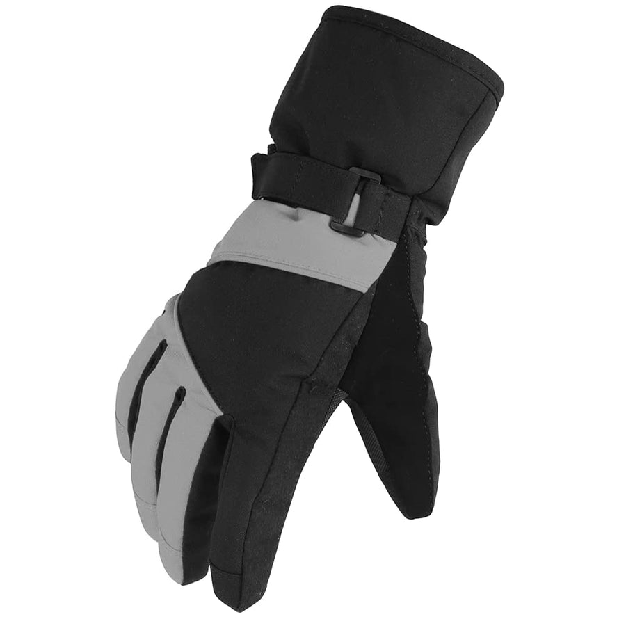 Kids Winter Gloves Windproof Water-Resistant Snow Boys Girls Gloves (Grey/Black, M (8-10 Years))