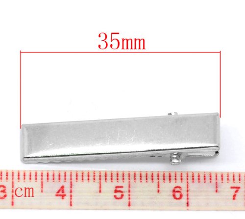 Pepperlonely Brand 50Pc Silver Tone Single Prong Alligator Hair Clips 35X7Mm (1-3/8X1/4 Inch)