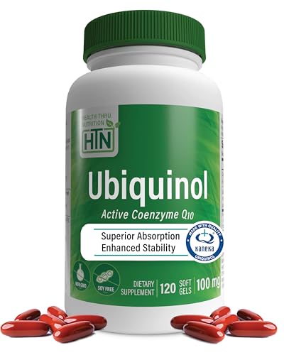 Ubiquinol 100mg 120 Softgels as Kaneka QH Reduced CoQ-10 | Stabilized - 3rd Party Tested | Enhanced Bioavailability | Cardiovascular & Mitochondria Function Support | Non-GMO