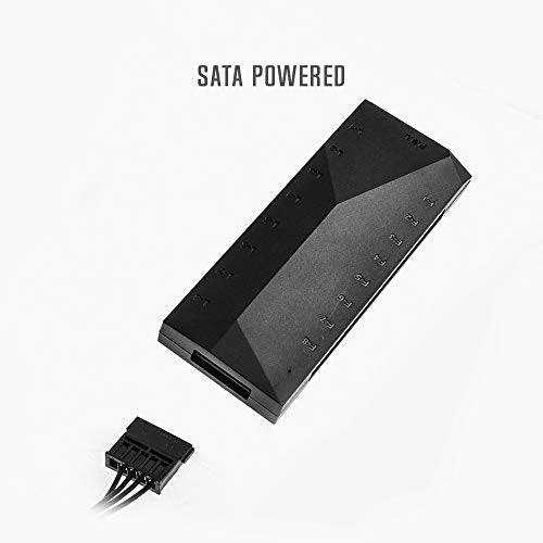 HA-02 Fan Hub for Computer Internal Fans, 8 PWM Ports+8 ARGB Ports, ARGB Motherboard Sync, PWM Functional Fan Adapter