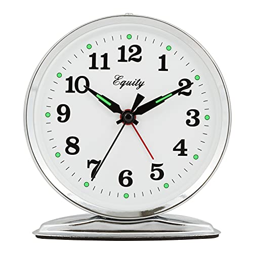 Equity 24014 Wind-Up Loud Bell Metal Alarm Clock Pack of 1 Silver