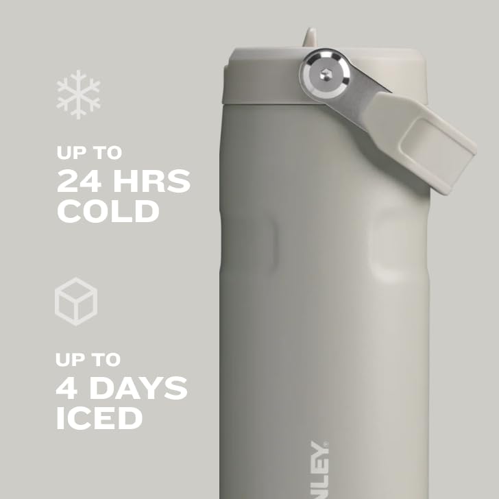 Stanley IceFlow Flip Straw 2.0 Water Bottle 24 oz | Built-In Straw for Travel and Sports | Lightweight and Leak Resistant | Insulated Stainless Steel | BPA-Free | Poolside