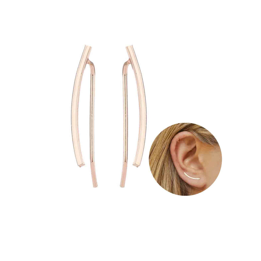 Boho Bar Ear Climber Earrings Gold Stick Studs Earrings Bar Ear Crawler Earrings Geometric Minimalist Earrings Jewelry for Women (Gold)