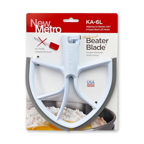 KA-6L Plastic Beater Blade works w/ most KitchenAid 6 Qt Bowl-Lift Stand Mixers, (Grey)