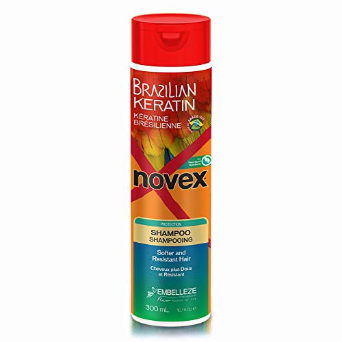 Novex Brazilian Keratin Shampoo 10 oz Keratin Treatment Safe Daily Shampoo for Smoothing, Straightening, Strengthening and Moisturizing All Hair Types with Keratin. Good For Men and Women