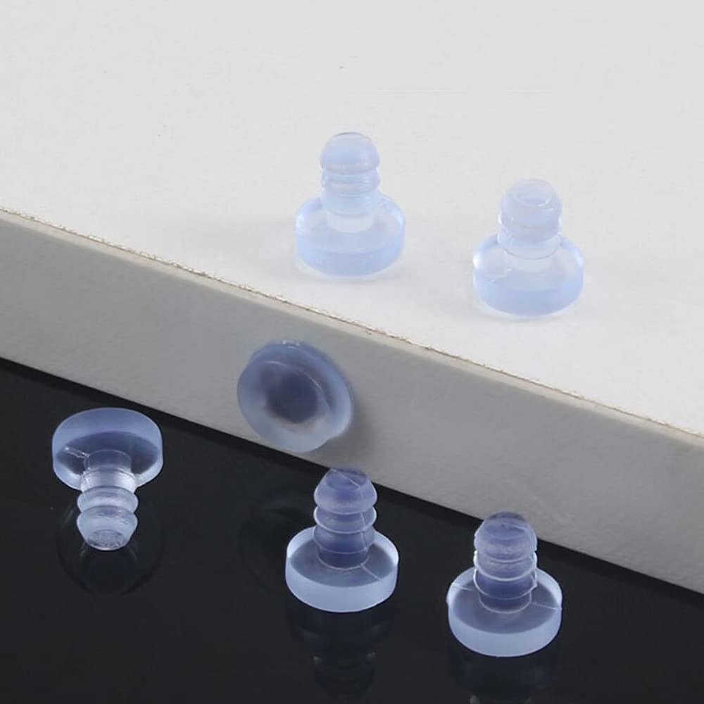50 Pack 4.8mm Glass Top Table Bumpers with Stem, Clear Rubber Glass Table Bumper, Patio Table Spacers, for 3/16Inch Hole Furniture Cabinet