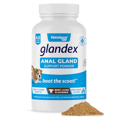 Labs Glandex Dog Fiber Supplement Powder for Anal Glands with Pumpkin, Digestive Enzymes & Dog Probiotics for Digestive Health - Vet Recommended - Boot The Scoot (Beef Liver, 4.0oz Powder)